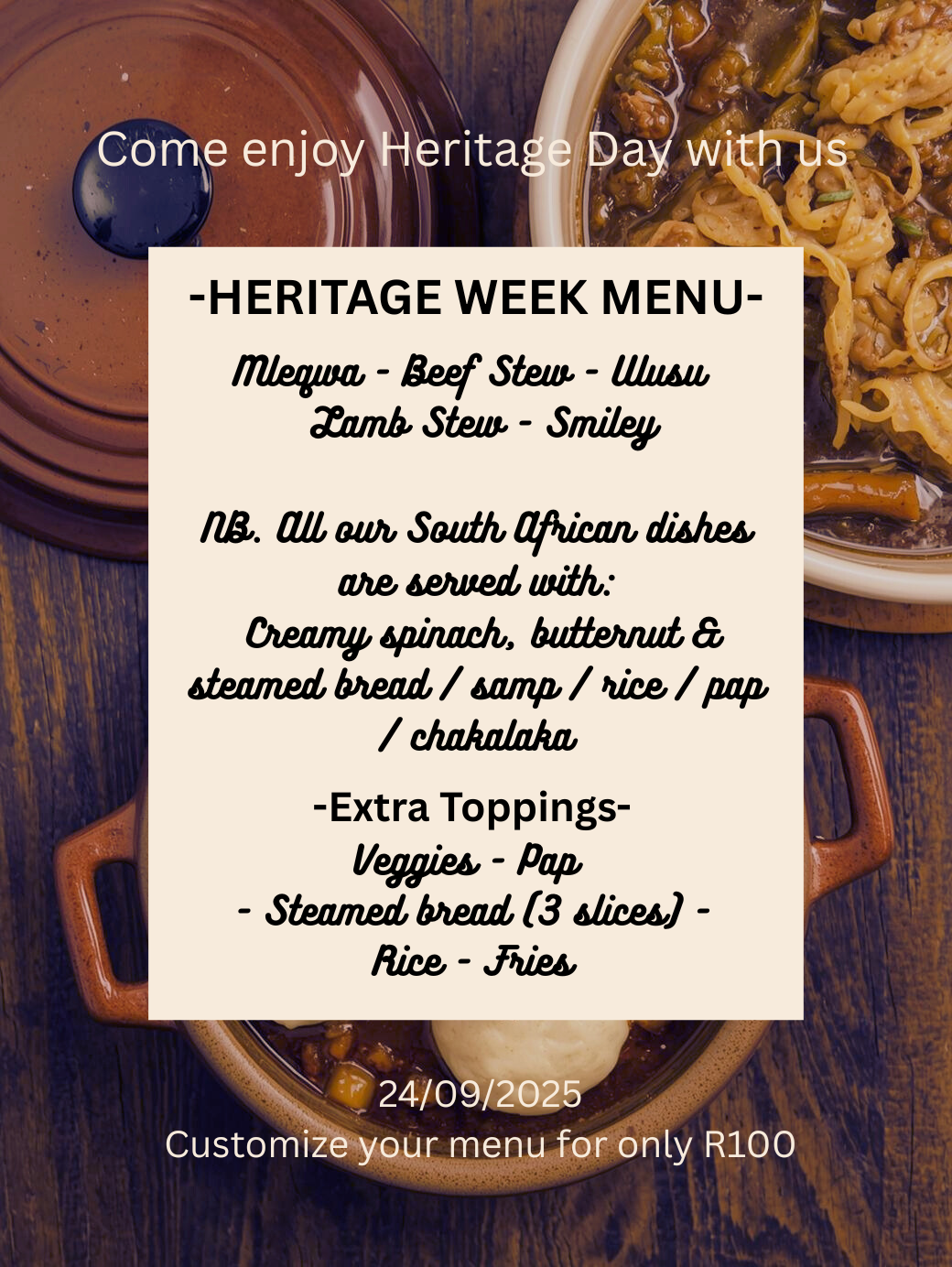 Heritage Menu